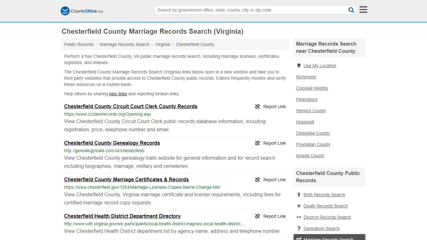 Chesterfield County Marriage Records Search (Virginia)