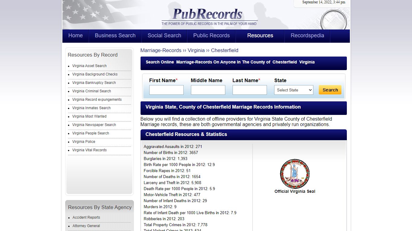 Chesterfield County, Virginia Marriage Records